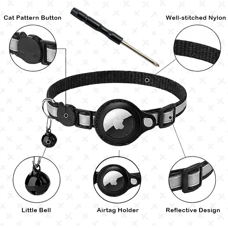 AirTag Dog Collar – Waterproof Reflective with GPS Tracker Holder