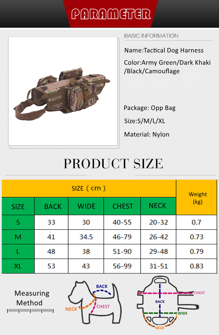 Tactical Saddle Style Dog Chest Harness – No-Pull, Lightweight