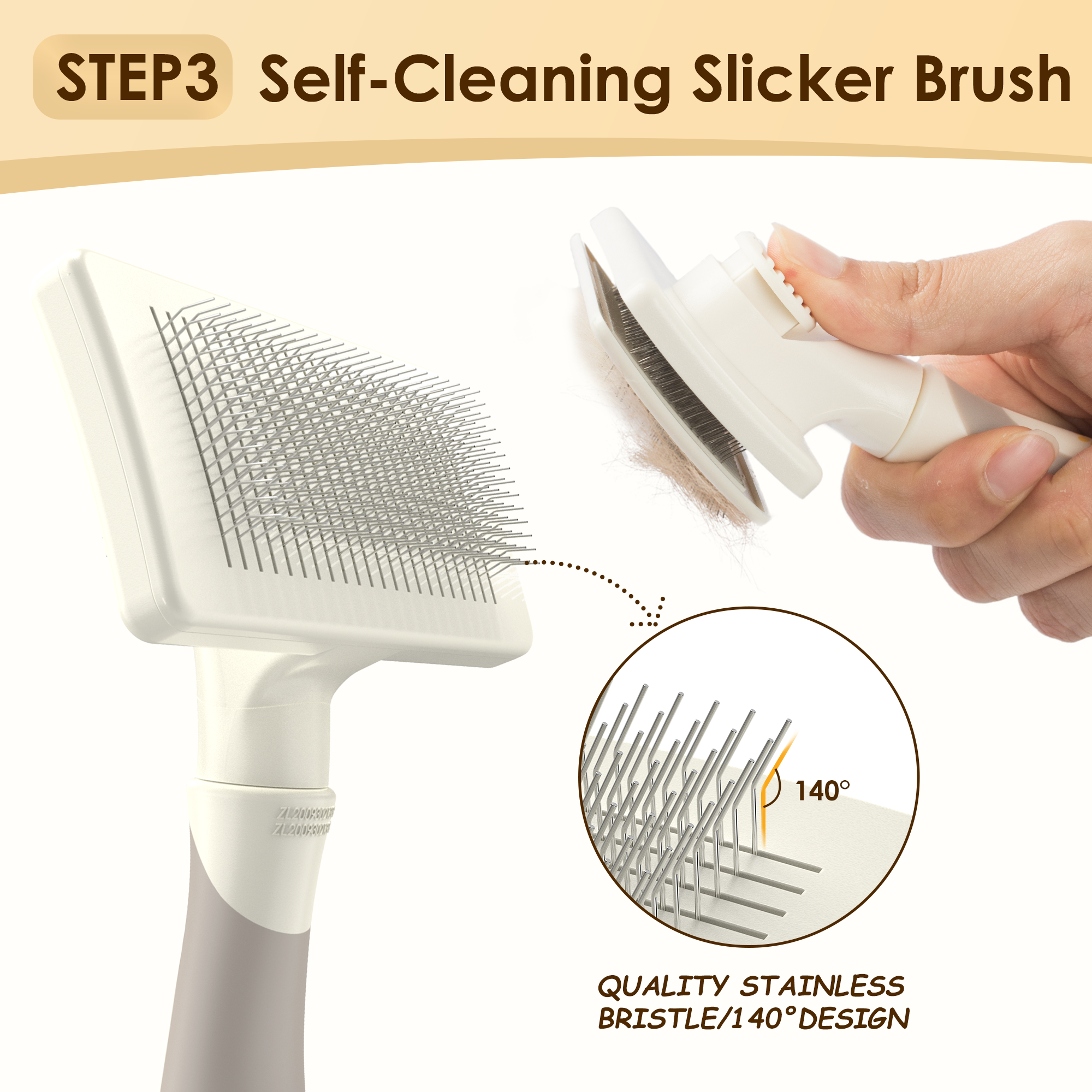 Self-Cleaning Pet Slicker Brush – Anti-Rust Steel Pins