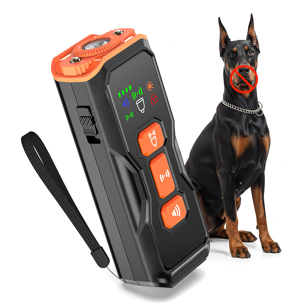 Ultrasonic Dog Bark Deterrent – Handheld with LED Light, 35ft Range