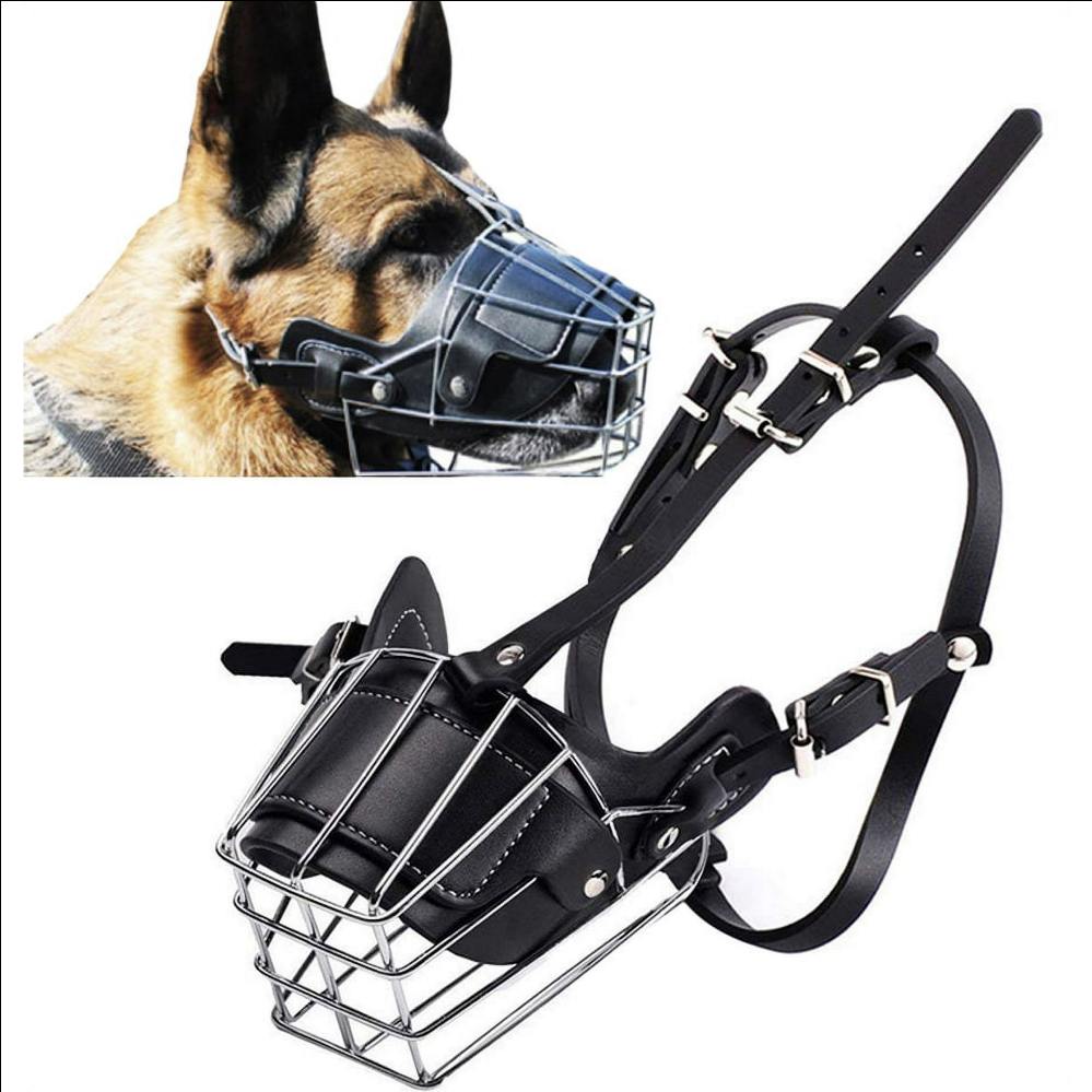 Steel Wire Dog Muzzle – Breathable, Adjustable for Medium & Large Dogs